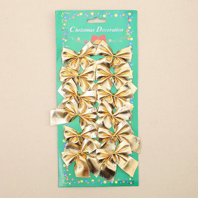 5 cm polyester Christmas bow ornament in gold, red, red gold, or silver colours