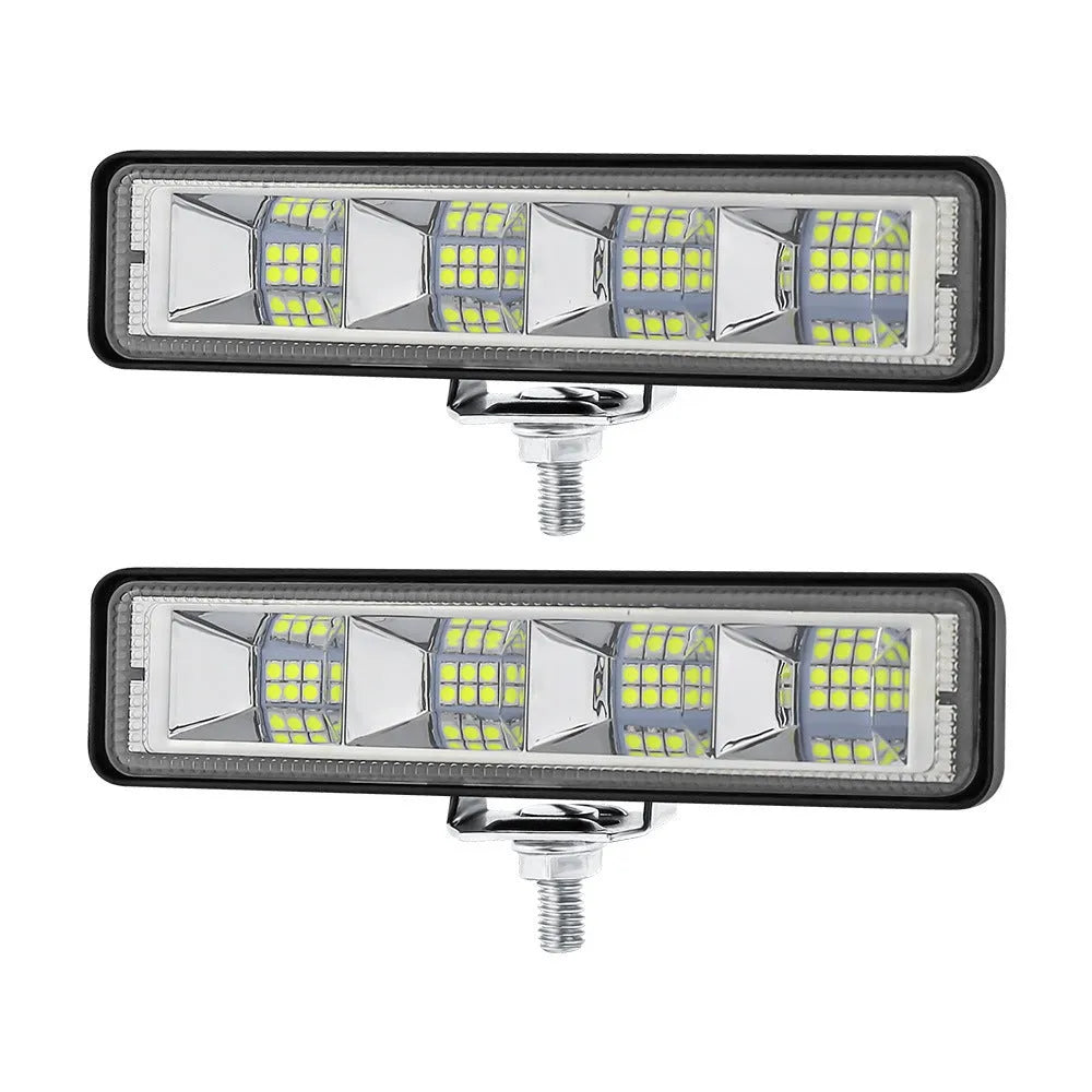 Four white LED work lights with aluminium housing for automotive and off-road vehicle installation