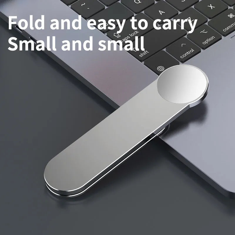 Silver aluminium alloy dual screen extension bracket holding mobile phone and computer simultaneously