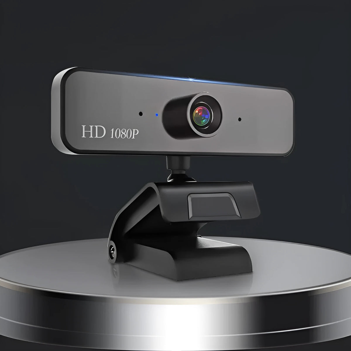 Black 1080P HD USB video camera with built-in microphone and manual focusing, 1920x1080 resolution