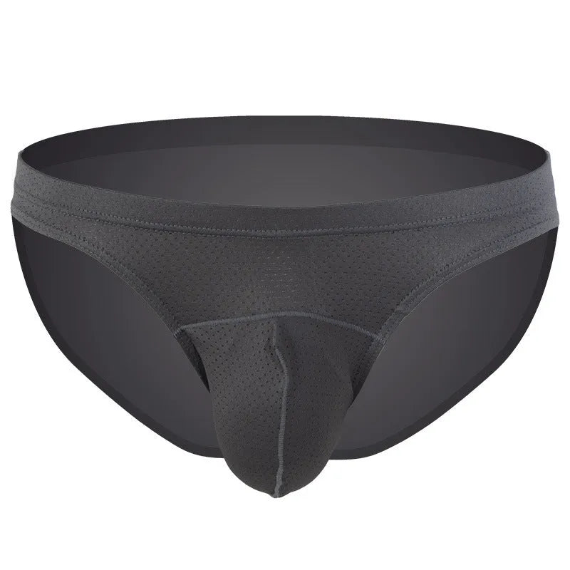 Men's transparent loose underwear in nylon fabric, available in white, blue, black, gray, and sky blue colours, sizes S to XL