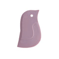 Green penguin-shaped kitchen scraper with soft blade, 11cm by 7cm, for cleaning plates and pots