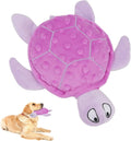 Blue squeaky sea turtle plush dog toy with composite mesh material, size 25x20x5cm
