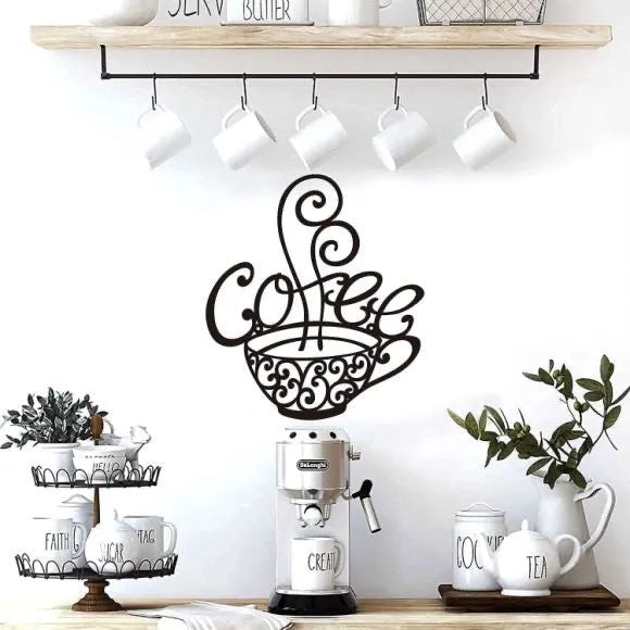 Black wrought iron wall decoration showing English letters silhouette, 26x28cm dimensions with 0.1cm thickness