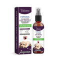 Pet pest spray bottle with 100ml capacity, measuring 3.7cm by 14.5cm, featuring mild ingredients like fipronil and natural extracts