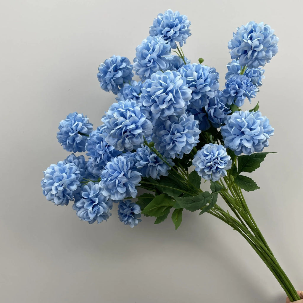 Blue silk flower bouquet with Campanula, Linglan, gradient Linglan and small wildflowers