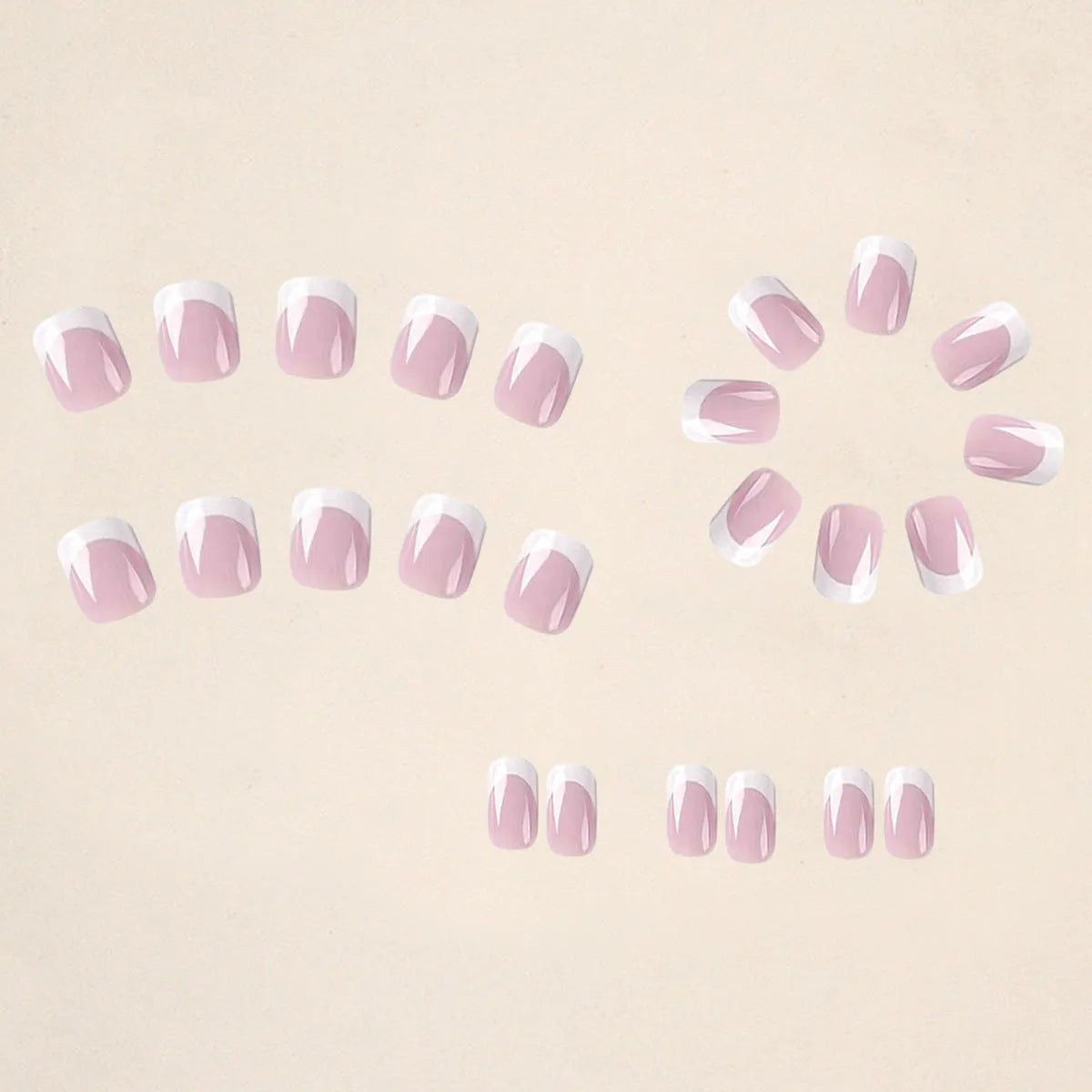 24 white plaid pattern false nail tips with adhesive backing