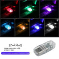 Car USB ambient light with touch controls for white, blue, ice blue, pink modes and voice-controlled RGB effects