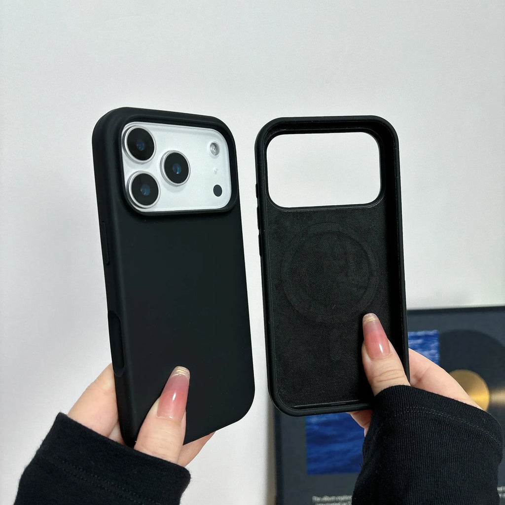 Liquid silicone magnetic charging phone case for iPhone with AI button in antique white colour