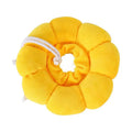 Soft cotton pet recovery collar with sunflower print, shown on a cat, featuring an adjustable band.