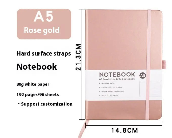 A5 PU leather strap diary with horizontal line pages in various colours including Marble Black and Skin Feeling Cyan