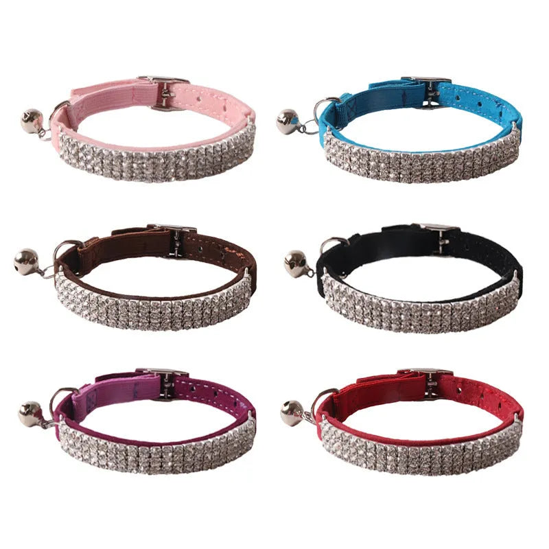 Flannel elastic buckle cat collar showing gang drill design and adjustable length of 28cm