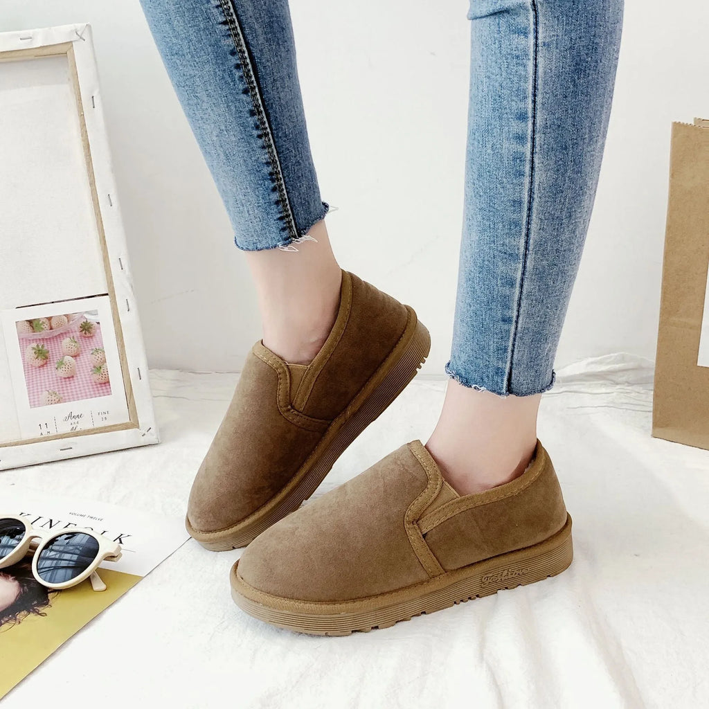 Casual women's fleece-lined flat winter snow boots in multiple colours