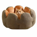 Cactus petal shape soft plush pet kennel bed for cats and dogs with non-slip bottom