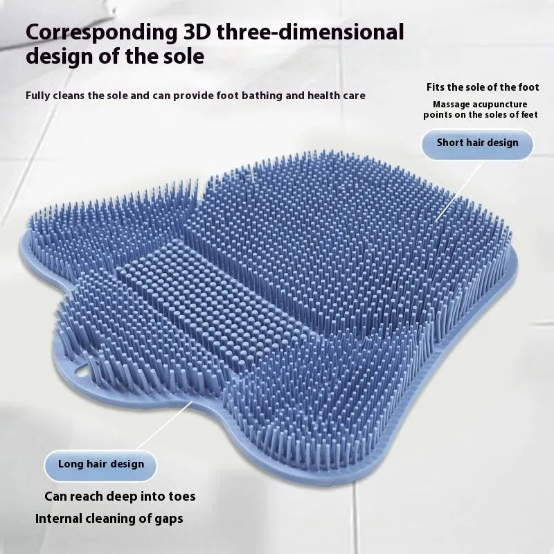 Blue silicone bath massage cushion measuring 31x32cm on white background