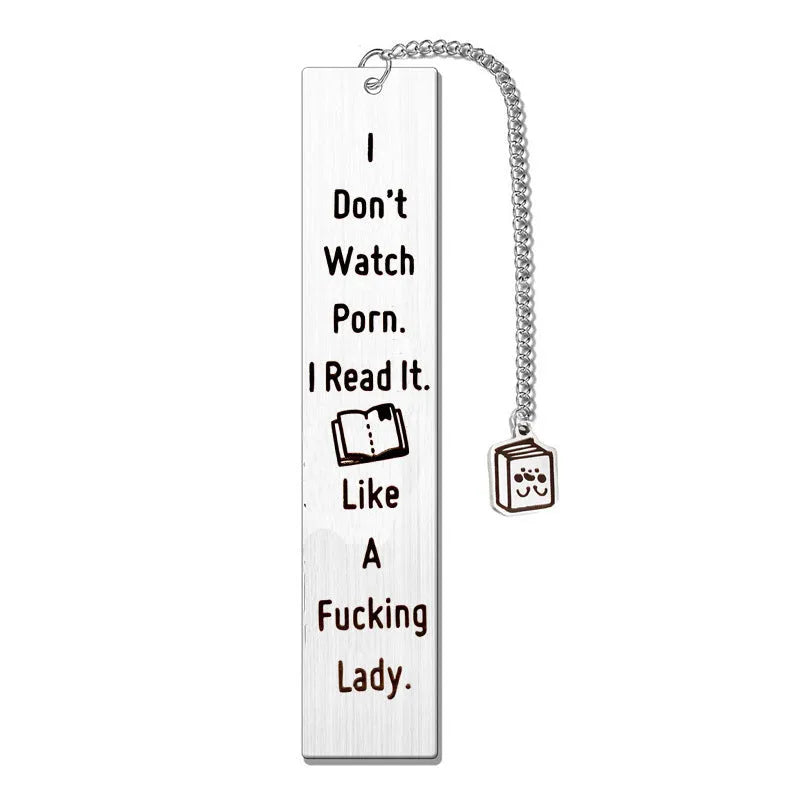 Stainless steel literary bookmark with tassel measuring 13cm by 2.6cm in metal construction