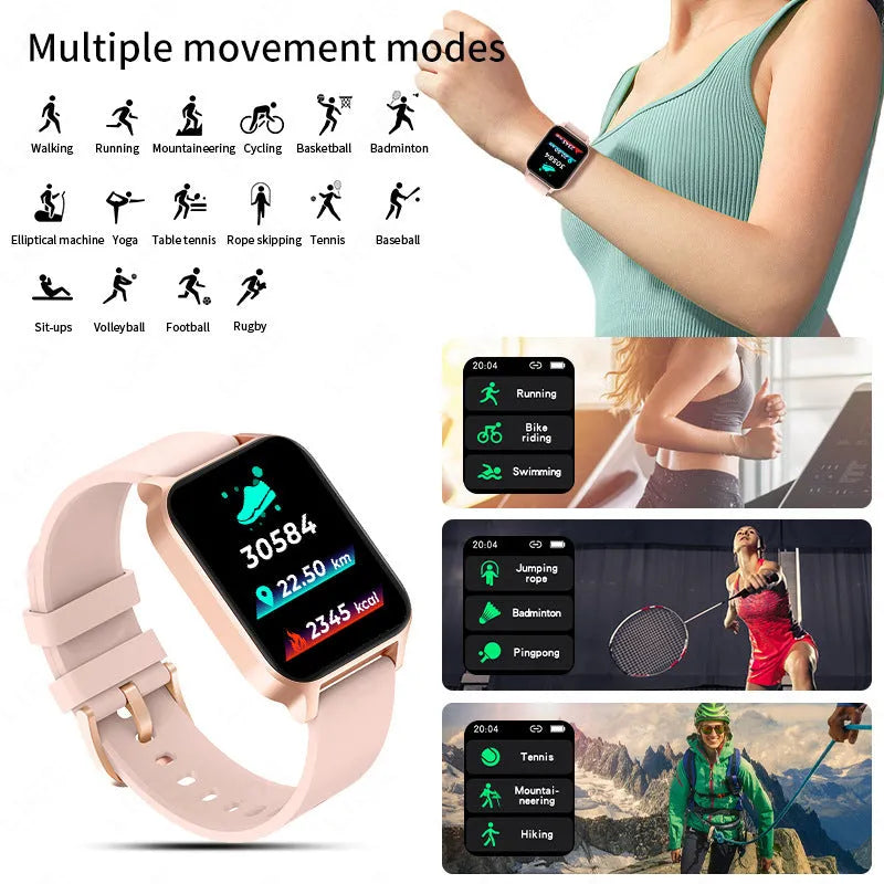 Smart health watch with colour screen showing heart rate and blood pressure readings on wrist