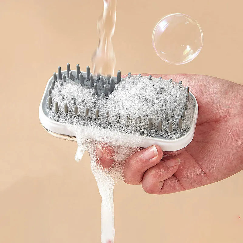 Silicone pet bath brush for dogs and cats in grey or pink colour options