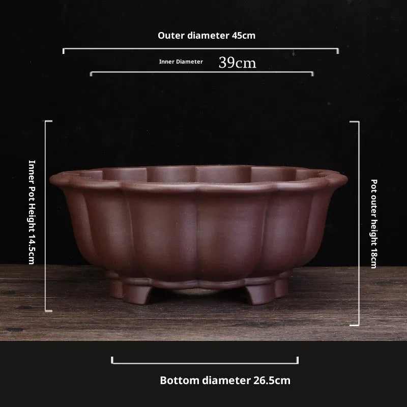 Large purple sand ceramic diamond flower pot for indoor bonsai, in dark violet or purplish red