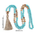 Handmade blue turquoise stone mala necklace with ball beads on 81cm chain