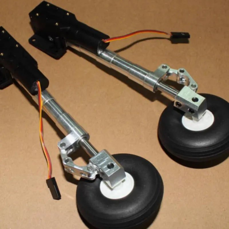 Retractable alloy landing gear for toy aircraft with shock absorption and adjustable height options