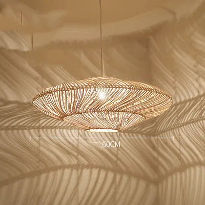 Hand-woven rattan chandelier with straw willow lampshade, ceiling light for 15-30 sqm rooms, brown and grey options