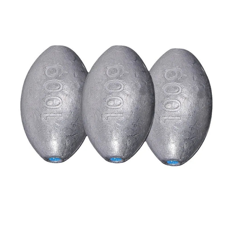 Scale Tongxin rugby-shaped olive lead sinker with plastic core channel and scale texture pattern for sea fishing