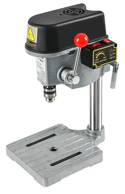 Mini bench drill and milling machine with 240W motor on a workbench for drilling and milling tasks