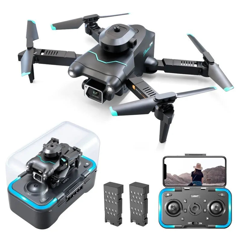 Black DJI S96 quadcopter drone with four propellers and integrated camera on compact plastic airframe