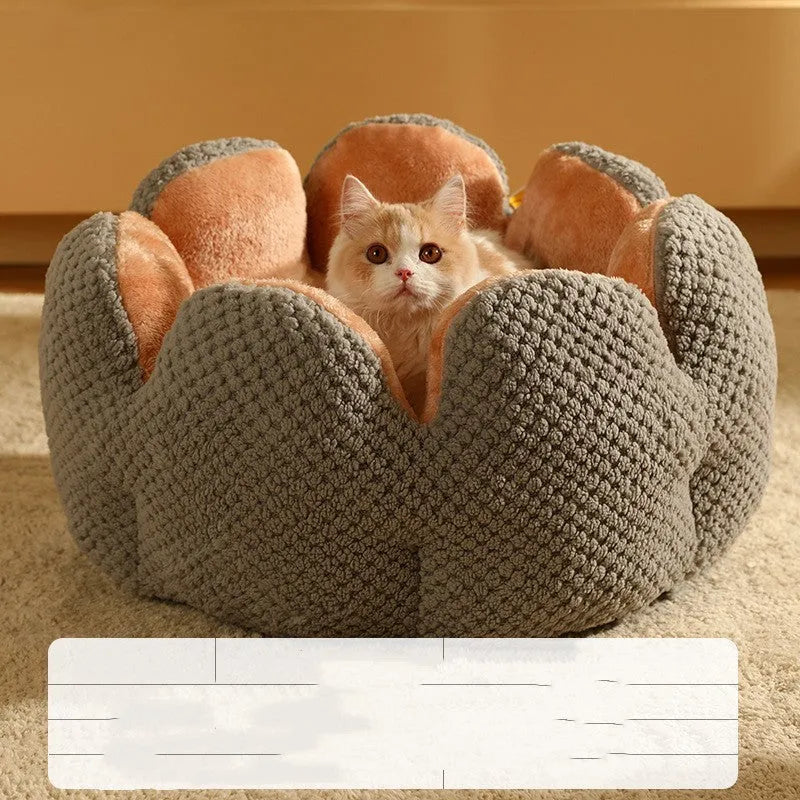 Cactus petal PP cotton pet nest in green, purple, grey or coffee, 40cm high, S/M/L sizes