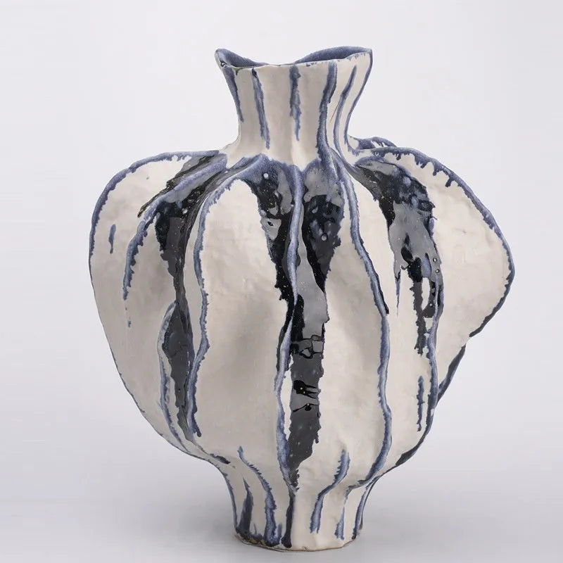 Handmade celadon ceramic vase with glass finish in modern simplicity style