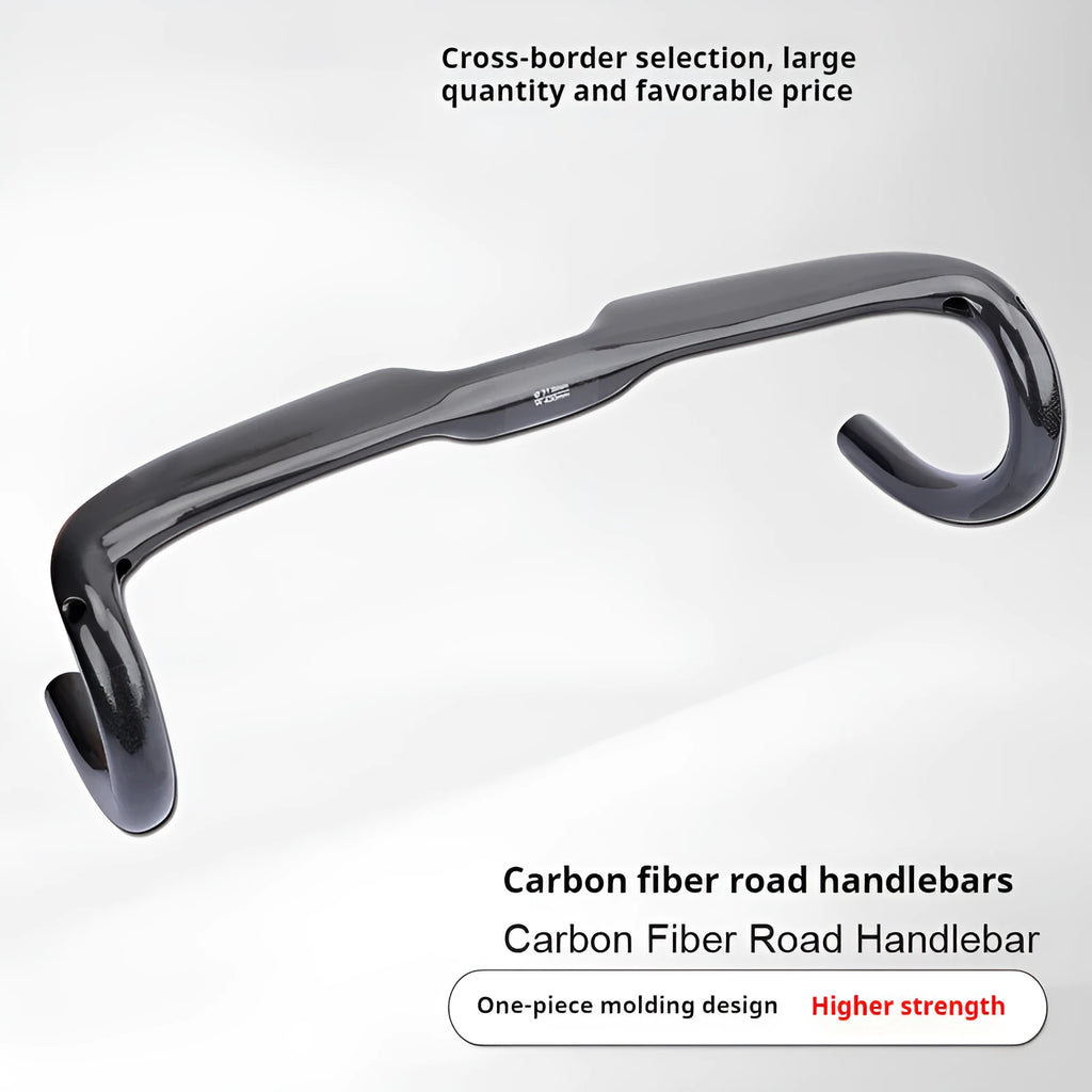 Black Grey Silver carbon fibre road bicycle drop handlebar in 400mm, 420mm, or 440mm width