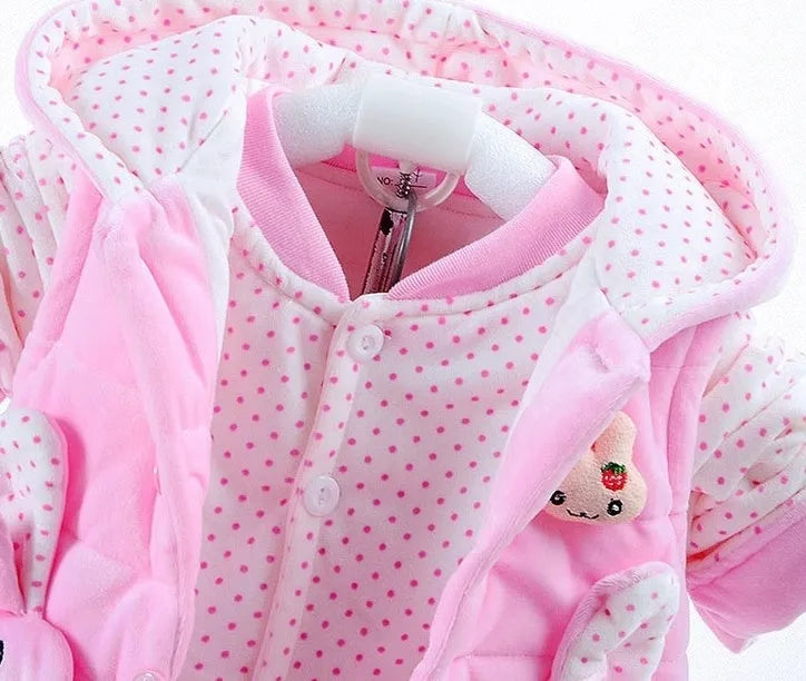 Baby girl pink purple yellow autumn winter three-piece clothing set with jacket vest trousers
