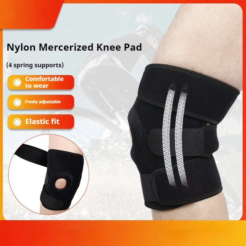Spring support knee pad made from nylon mercerised cloth for sports like running and basketball