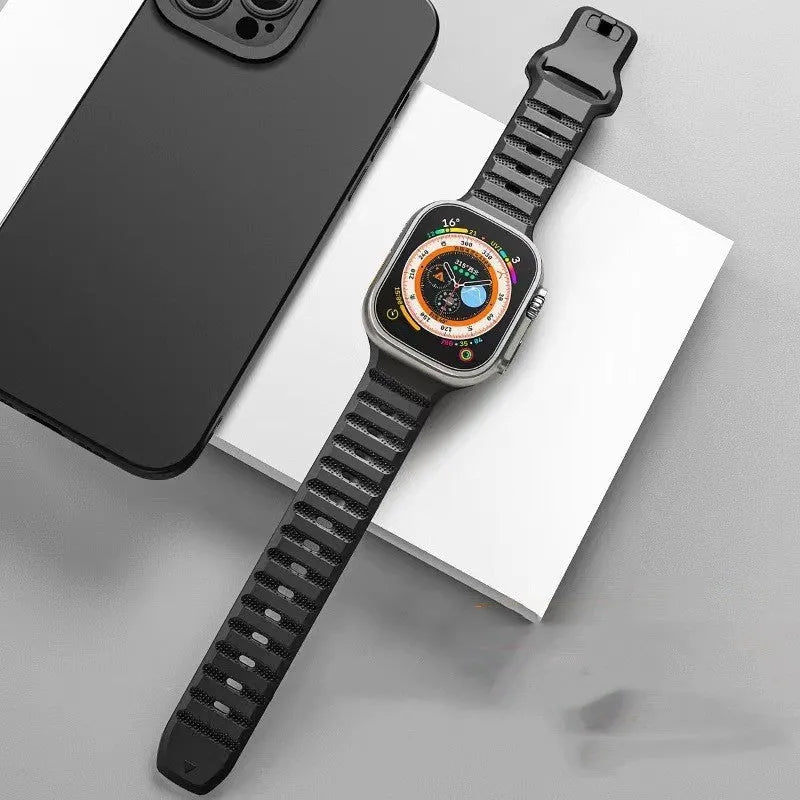 Fluoro rubber watch strap for Apple Watch with T buckle in multiple colours