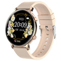 Bluetooth smartwatch with stainless steel strap showing 240x240 screen displaying heart rate data