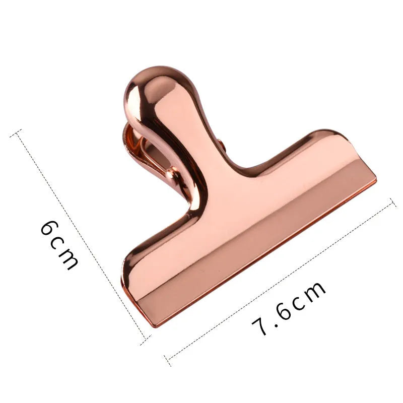 Gold or rose gold stainless steel dovetail clip, 7.6 x 6cm, for bills and office files