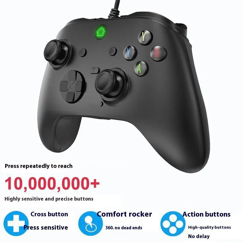 Six-in-one wired game controller for PC and PS in black or white with USB interface and macro programming