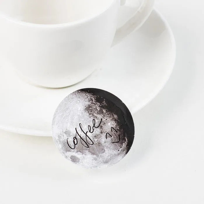 Black moon phase and calendar planet decorative stickers on a sheet, 45 pieces for planners