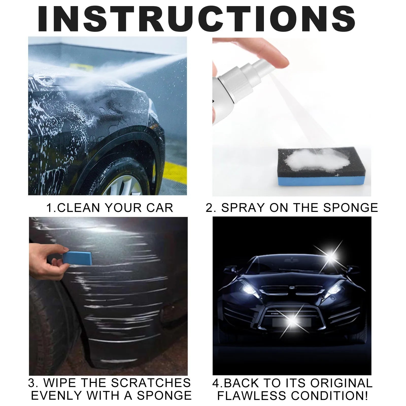Car scratch repair spray canister for paint surface scratch removal and sealing.