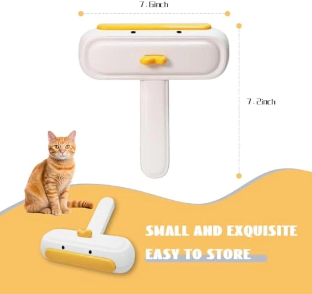 Portable pet hair remover with yellow duck design, reusable for cleaning fur from surfaces