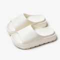 Women's beige fish mouth slippers with 5.5cm thick injection-moulded EVA soles for bathroom and beach use