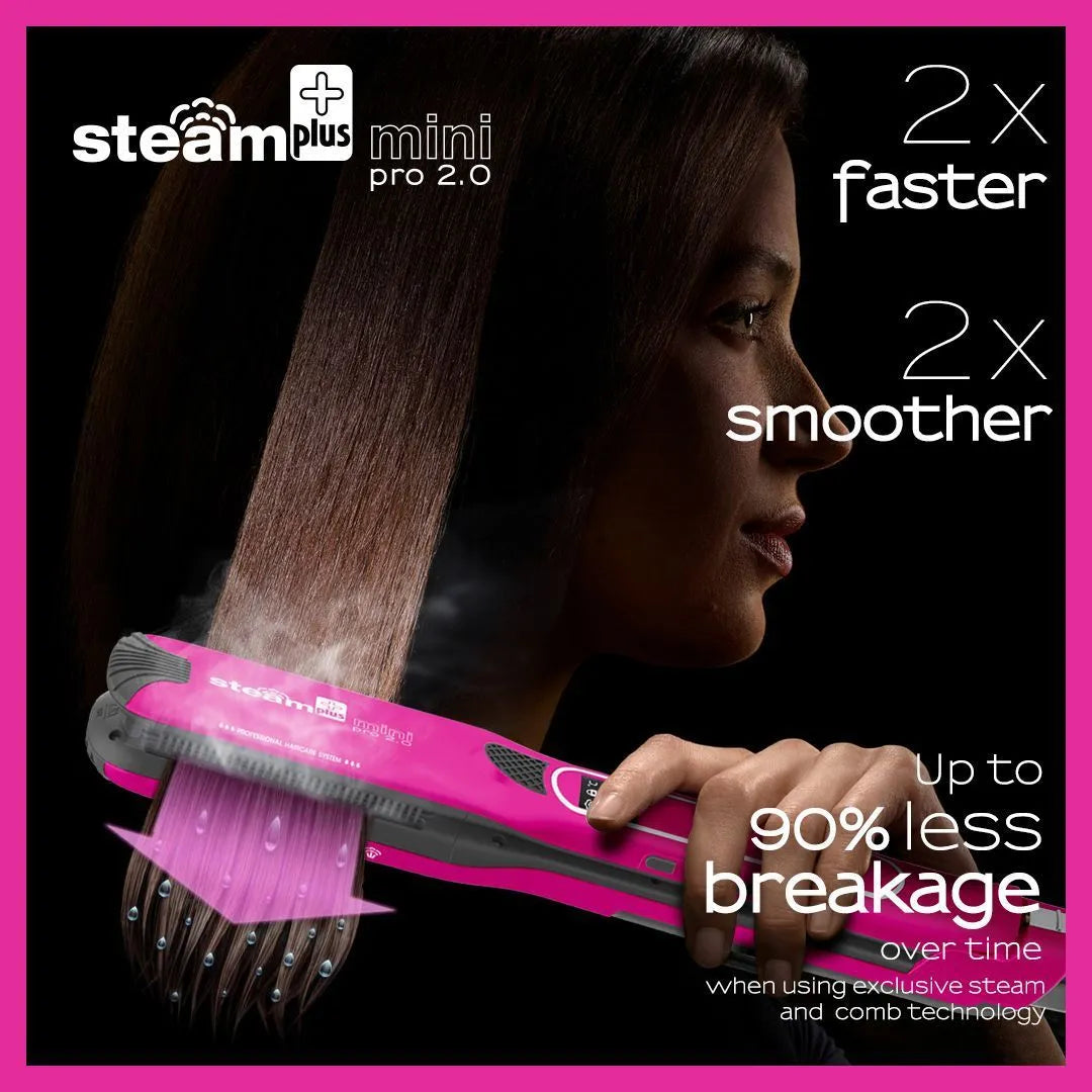 Mini steam splint spray hair straightener in champagne colour with ceramic plates and steam function
