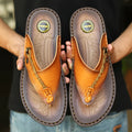 Men's dark blue herringbone pattern outdoor slippers with leather lining and rubber sole