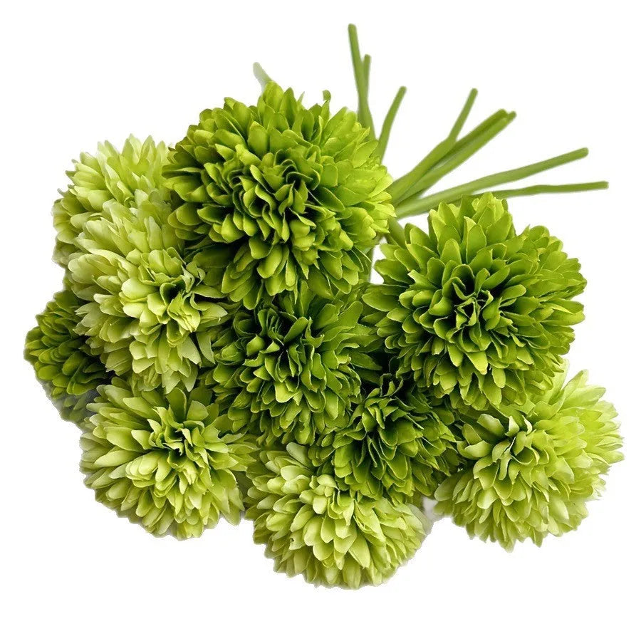 Green artificial silk flower desktop decoration measuring 20x6x5cm with dark and light green tones