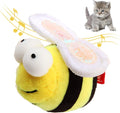 Yellow flannelette chirpy bee sound toy for cats with motion-activated squeaking, approximately 15cm long