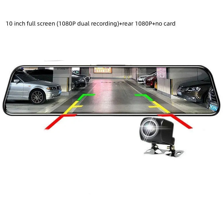 10-inch touchscreen car dashboard camera with front and rear dual-lens 1080p recording system