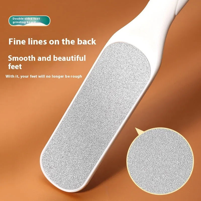 Stainless steel foot grinder with double-sided sandpaper surfaces for foot callus removal