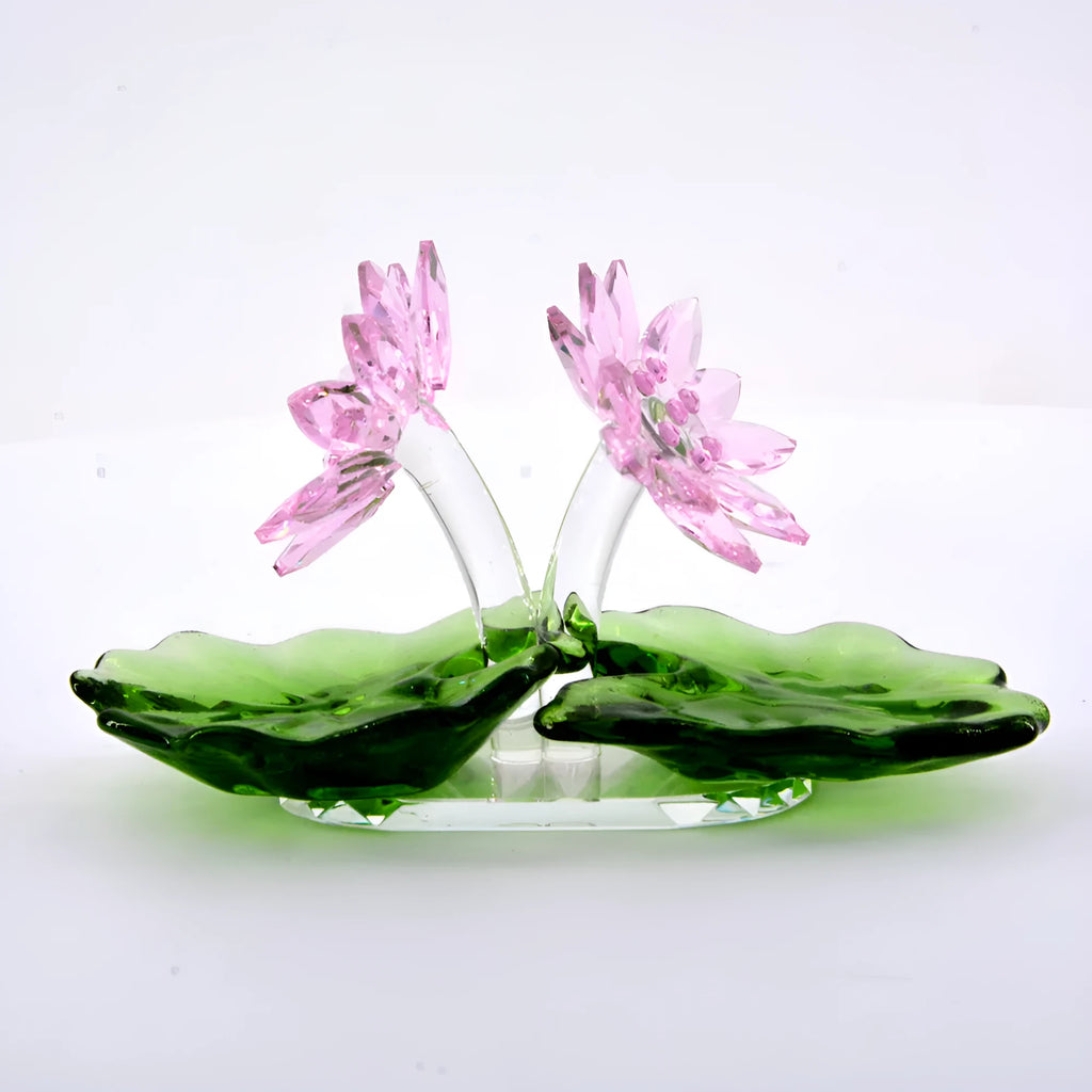 Pink carved white crystal ornament paperweight, sandblasted finish, 95mm x 40mm x 60mm, 580g
