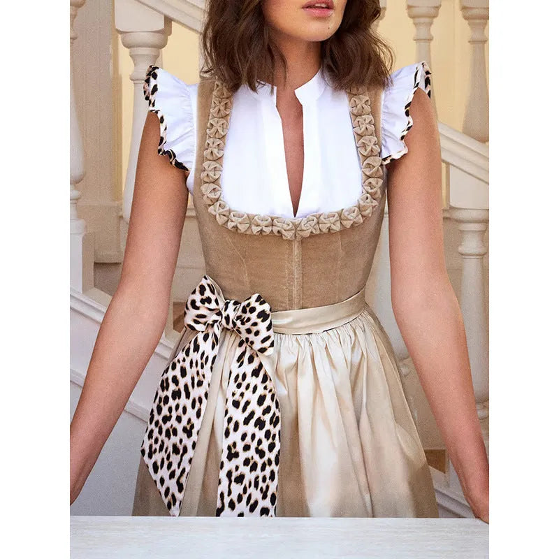 German Oktoberfest women's dress in khaki colour, cotton-polyester blend, sizes S to XXXL